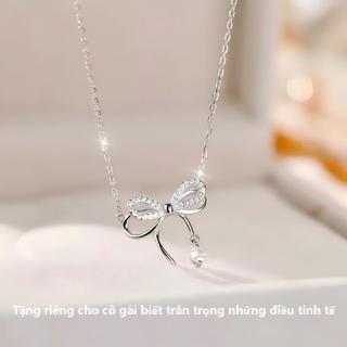 Dây Chuyền Nữ Sang Trọng Nhẹ Nhàng - Họa Tiết Nơ Bướm Duyên Dáng Đính Đá Lấp Lánh