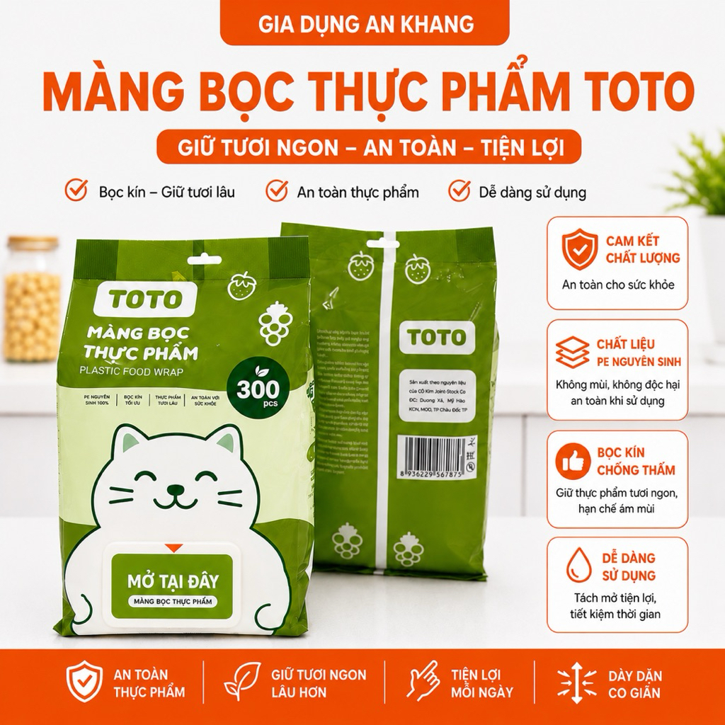 Màng Bọc Thực Phẩm TOTO 300 Túi Co Giãn Dẻo Dai Bọc Kín Thức Ăn