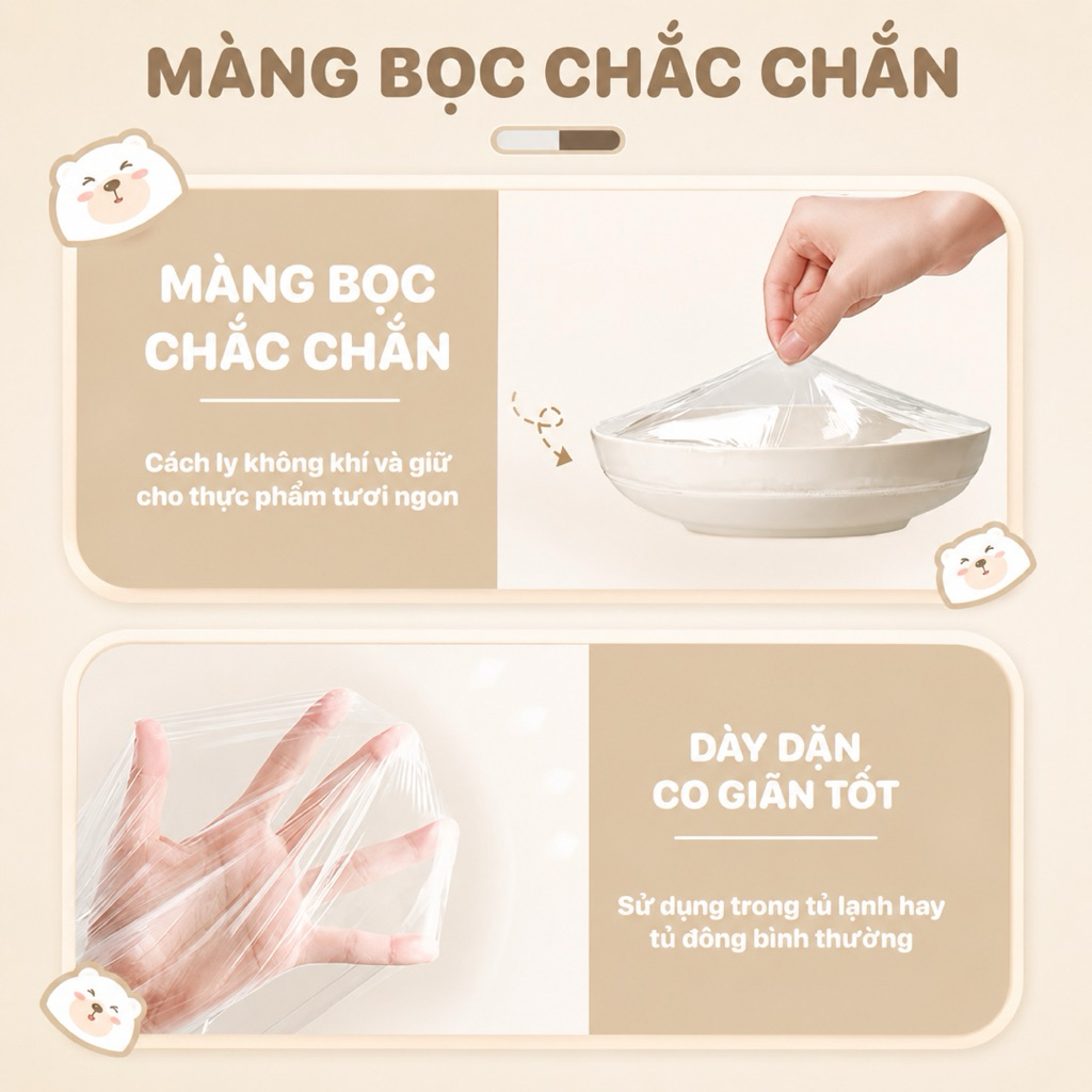 Màng Bọc Thực Phẩm TOTO 300 Túi Co Giãn Dẻo Dai Bọc Kín Thức Ăn