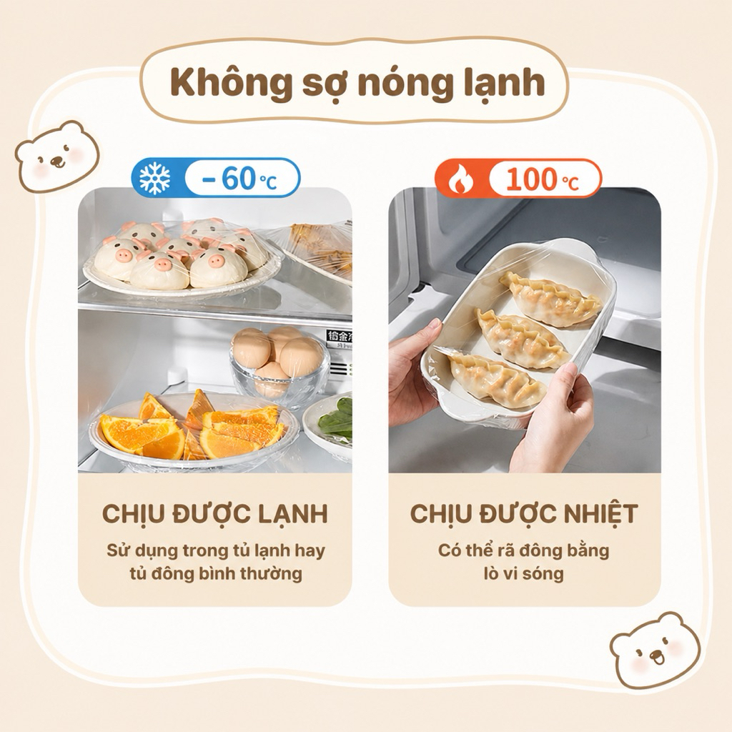 Màng Bọc Thực Phẩm TOTO 300 Túi Co Giãn Dẻo Dai Bọc Kín Thức Ăn