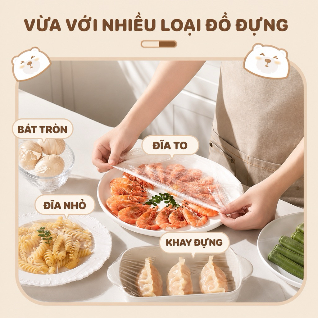 Màng Bọc Thực Phẩm TOTO 300 Túi Co Giãn Dẻo Dai Bọc Kín Thức Ăn