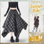 Chân váy kẻ sọc Harajuku bất đối xứng, chân váy chữ A cạp cao họa tiết kẻ sọc | KHAO BOUTIQUE