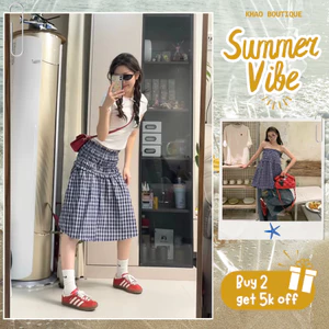 Chân váy/Váy đầm cạp chun kẻ caro dáng xoè caro cá tính | Khao Boutique