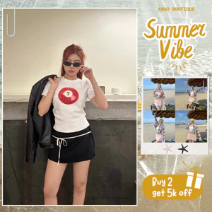 Chân váy cạp trễ dây nơ, chân váy ngắn chữ A tôn dáng che hõm hông | KHAO BOUTIQUE