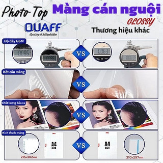 QUAFF  Màng cán nguội A4 20 tờ/gói: chống nước, chống trầy, bóng đẹp, nhiều mẫu mã.
