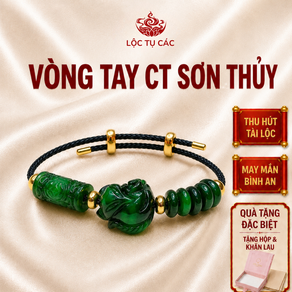 Vòng tay đá Ngũ Điếu Tỳ Hưu Lu Thống CT Sơn Thủy Ba Charm , lắc tay Lộc Tụ Các cân bằng năng lượng, bình an, may mắn.
