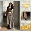 Chân váy caro dáng dài tà bất đối xứng phối tua rua vintage thời trang nữ | KHAO Boutique