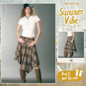 Chân váy caro dáng lửng tà bất đối xứng, Chân Váy Caro Dáng A Lệch Tà Phong Cách Hàn Quốc | KHAO BOUTIQUE