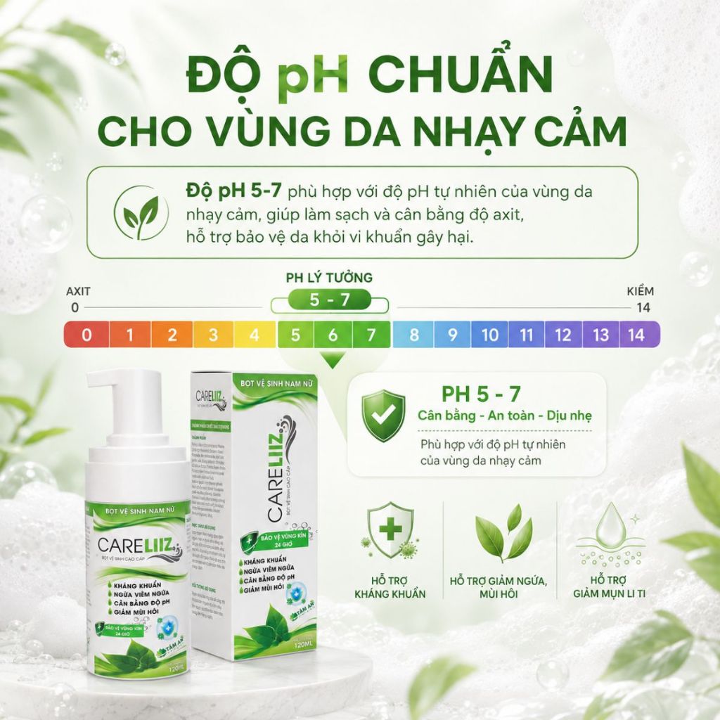 Bọt Kháng Khuẩn Nam Nữ CARELIIZ 120ml - Hỗ Trợ Xử Lý Sùi, Hạt Ngọc, Mụn Li Ti, Giảm Mùi, Mụn Vùng Kín