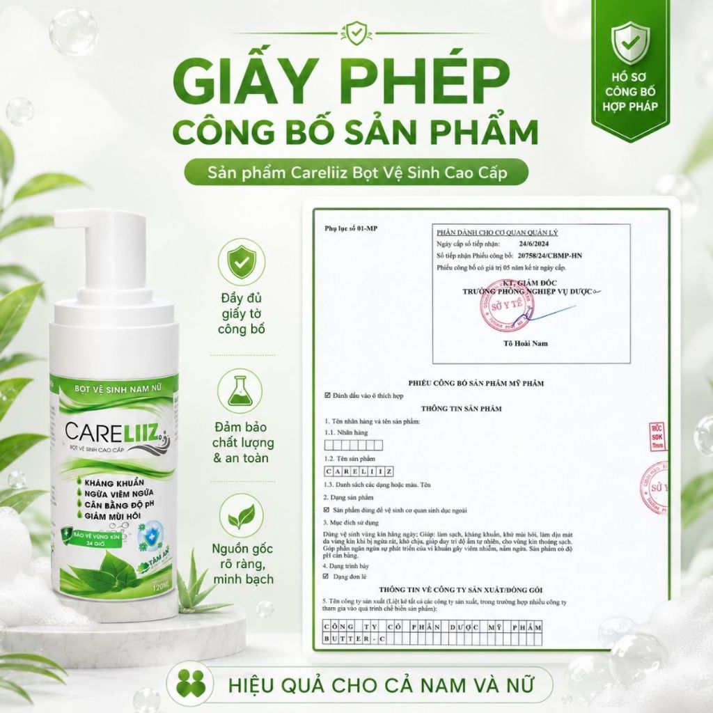 Bọt Kháng Khuẩn Nam Nữ CARELIIZ 120ml - Hỗ Trợ Xử Lý Sùi, Hạt Ngọc, Mụn Li Ti, Giảm Mùi, Mụn Vùng Kín