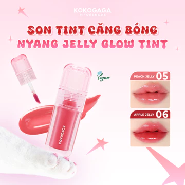 [KOKOGAGA] Son tint bóng thuần chay giúp môi căng mọng như thạch KOKOGAGA Nyang Jelly Glow Tint 4ml
