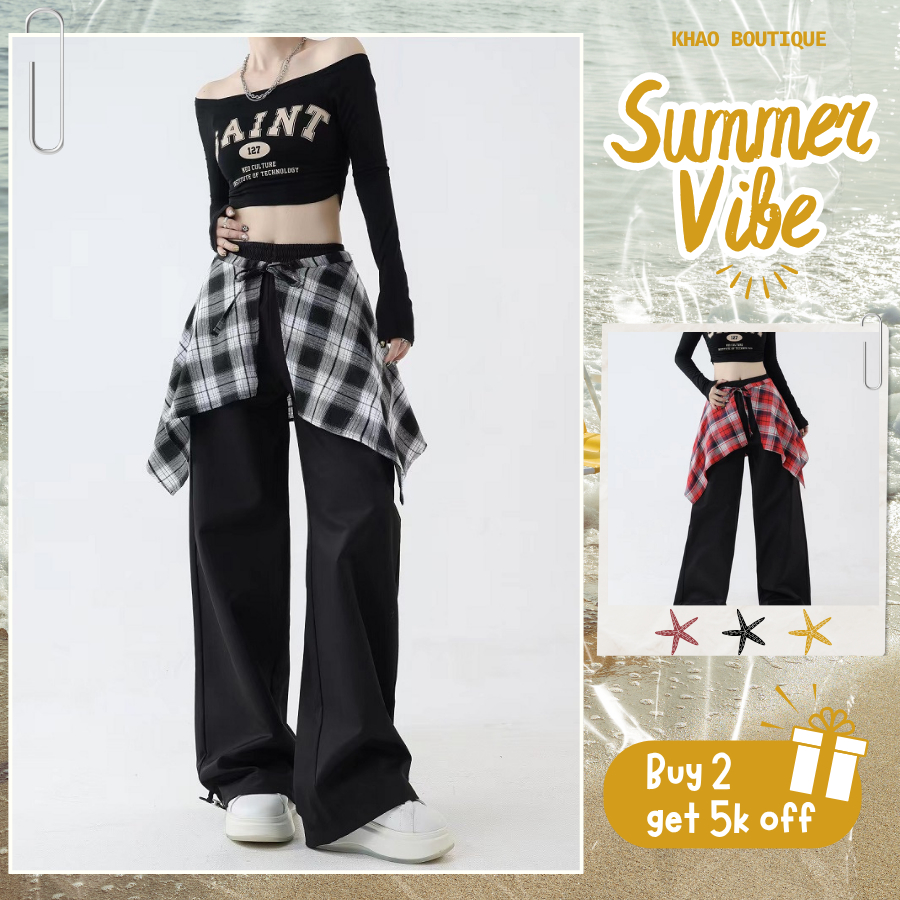 [KH17] PLAID SKIRT họa tiết caro Mix Layer phụ kiện trend thu đông hip hop | Khao Boutique