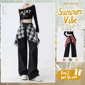 PLAID SKIRT họa tiết caro Mix Layer phụ kiện trend thu đông hip hop | Khao Boutique