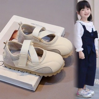 Giày Thể Thao Da Lộn Phối Lưới Quai Dán Năng Động Cho Bé Gái K207