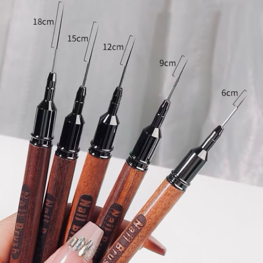 Cọ nét nail cán gỗ cao cấp - cọ lông chồn vẽ móng đủ size , vẽ hoa văn liner siêu nét