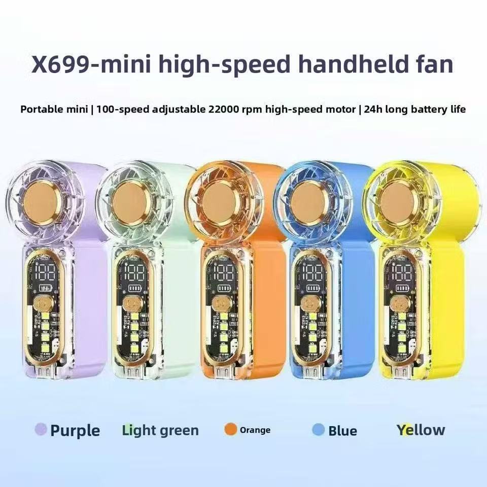 Quạt Cầm Tay Mini X699/X688 – 199 Cấp Độ Gió ,có đèn LED USB