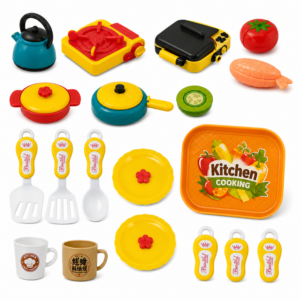 Bộ Đồ Chơi Nhà Bếp Mini Cho Bé, Bộ Nấu Ăn Đồ Chơi Kèm Nồi Chảo Dụng Cụ Nhà Bếp Cho Bé Trai Bé Gái
