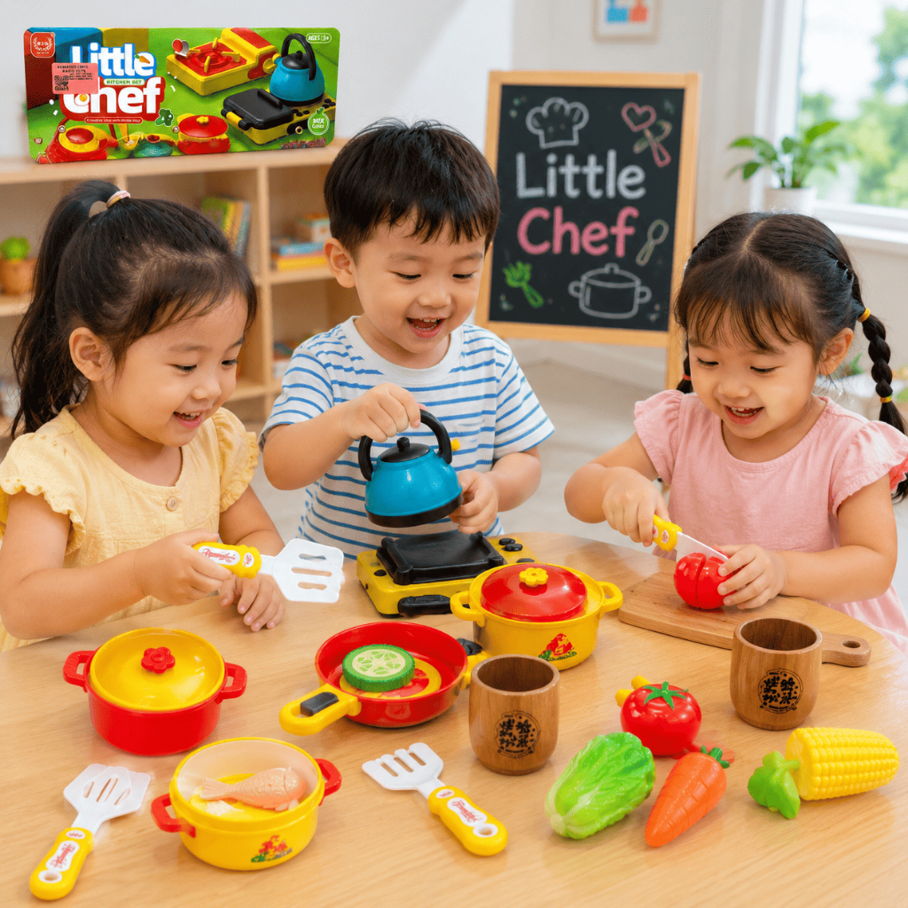 Bộ Đồ Chơi Nhà Bếp Mini Cho Bé, Bộ Nấu Ăn Đồ Chơi Kèm Nồi Chảo Dụng Cụ Nhà Bếp Cho Bé Trai Bé Gái