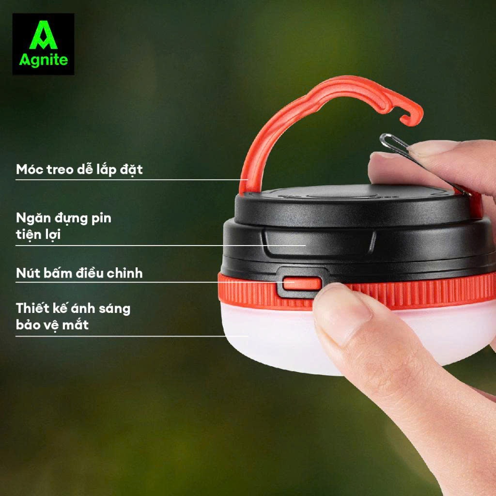 Đèn cắm trại dã ngoại chính hãng AGNITE siêu sáng, chống nước, nhỏ gọn tiện lợi