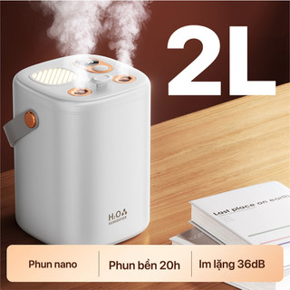 OOKAS Máy Xông 2L phun ẩm đôi siêu to, chạy êm, 3 chế độ, làm ẩm nhanh cho phòng ngủ, phòng khách