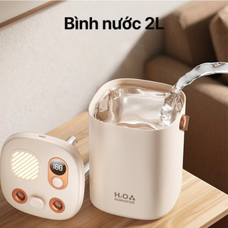 OOKAS Máy Xông 2L phun ẩm đôi siêu to, chạy êm, 3 chế độ, làm ẩm nhanh cho phòng ngủ, phòng khách