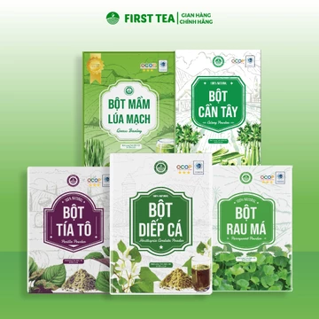 Bột Tía Tô, Lúa Mạch, Cần Tây, Rau Má FIRST TEA sấy lạnh tự nhiên không chất bảo quản