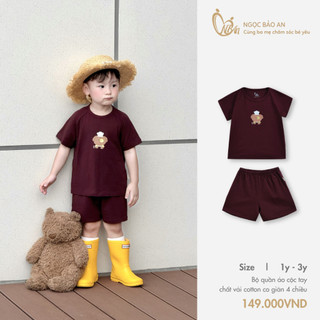 Ngọc Bảo An (1-2Y) Bộ quần áo cộc tay cotton 4 chiều thoáng mát, thấm hút tốt hoạ tiết đáng yêu 10kg đến 15kg