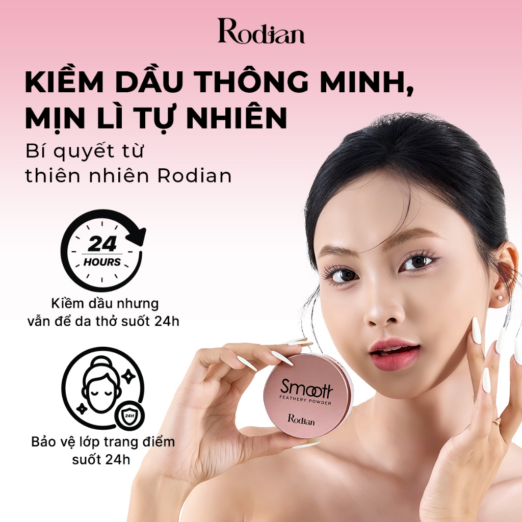Phấn Phủ Kiềm Dầu Rodian Smooth Feathery Powder Chống Nước Và Che Phủ Bóng Dầu Cho Mặt 10g