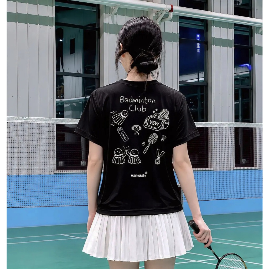 Áo Thun Thể Thao Unisex Cầu Lông Daily Doodle Icons – Nhanh Khô Thấm hút Co Giãn 4 Chiều Nhiều màu Gym Cầu lông