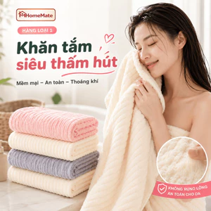 Khăn Tắm Siêu Thấm Hút 1m4 Sợi Microfiber Cao Cấp, Khăn Lau Người Mềm Mịn Dày Dặn Không Rụng Lông