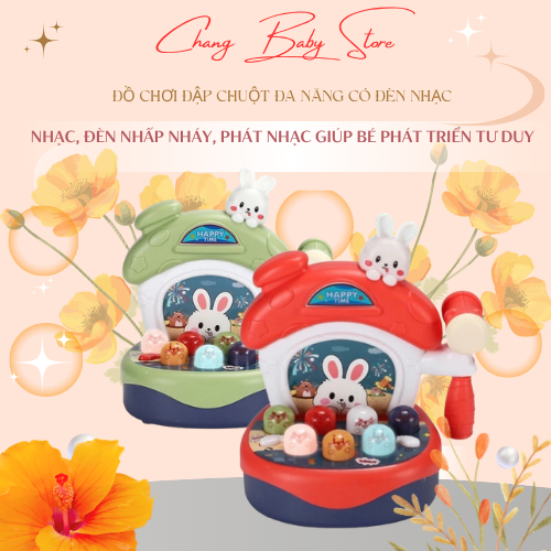 Bộ đồ chơi đập chuột có nhạc và đèn vui nhộn cho bé phát triển tư duy và vận động giao màu ngâu nhiên