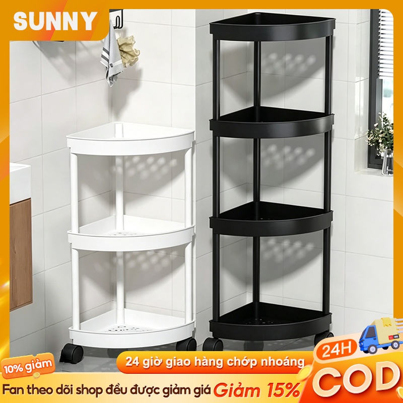 SUNNY Kệ để đồ nhà bếp đa năng nhựa Kệ góc nhà tắm giác nhiều tầng hộp lưu trữ cao cấp có bánh xe