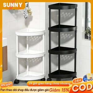 SUNNY Kệ để đồ nhà bếp đa năng nhựa Kệ góc nhà tắm giác nhiều tầng hộp lưu trữ cao cấp có bánh xe