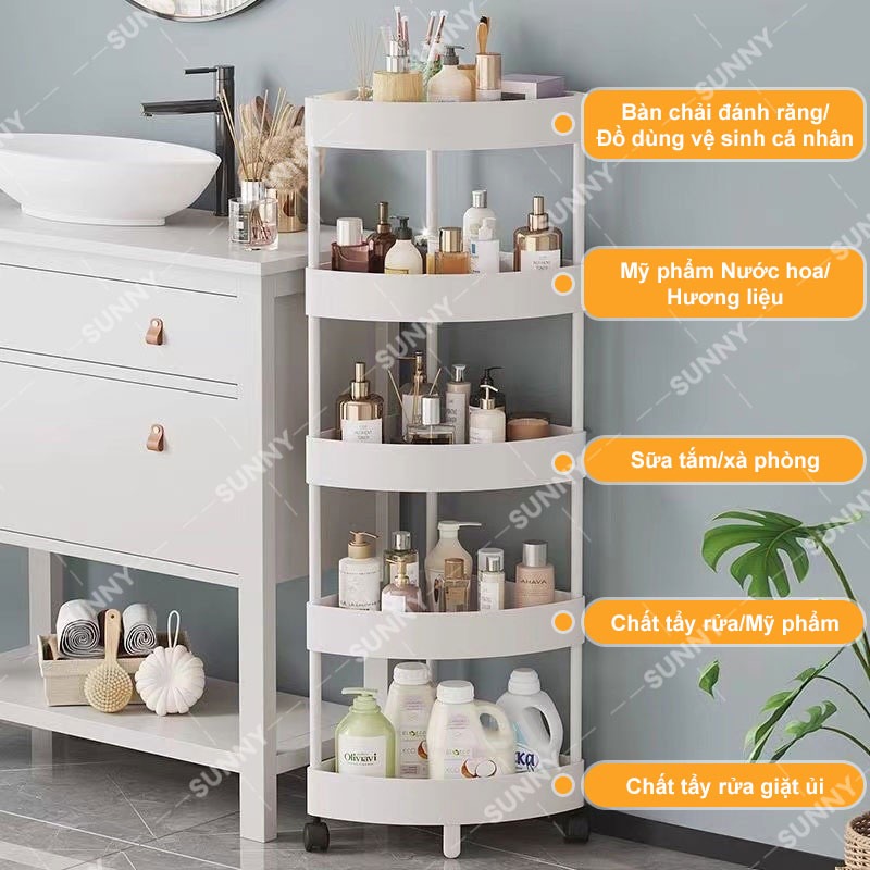 SUNNY Kệ để đồ nhà bếp đa năng nhựa Kệ góc nhà tắm giác nhiều tầng hộp lưu trữ cao cấp có bánh xe