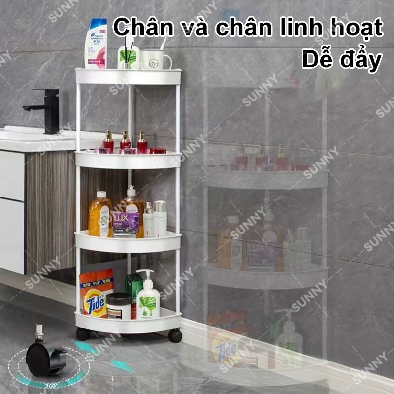 SUNNY Kệ để đồ nhà bếp đa năng nhựa Kệ góc nhà tắm giác nhiều tầng hộp lưu trữ cao cấp có bánh xe