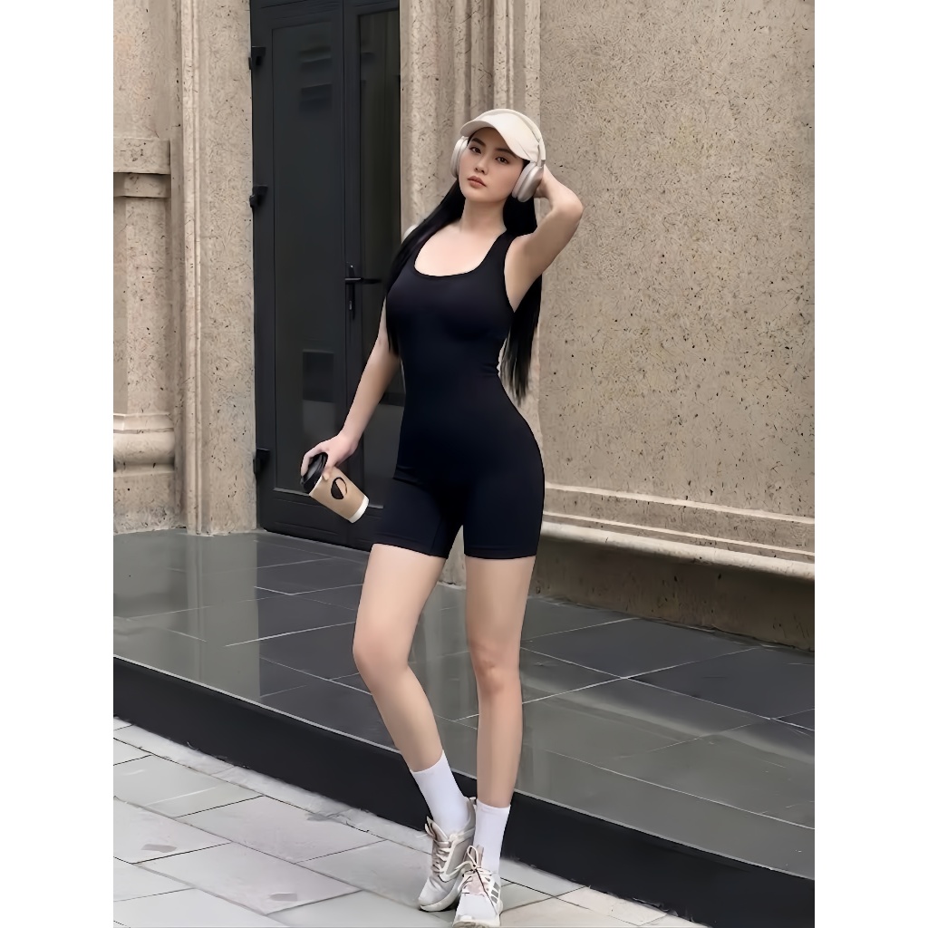 Bộ Đồ Tập Yoga CÓ MÚT  Liền Thân Jumpsuit Tập Gym Nâng Mông Hở Lưng Sexy Co Giãn 4 Chiều Cao Cấp Hannal Store 97 - GY3