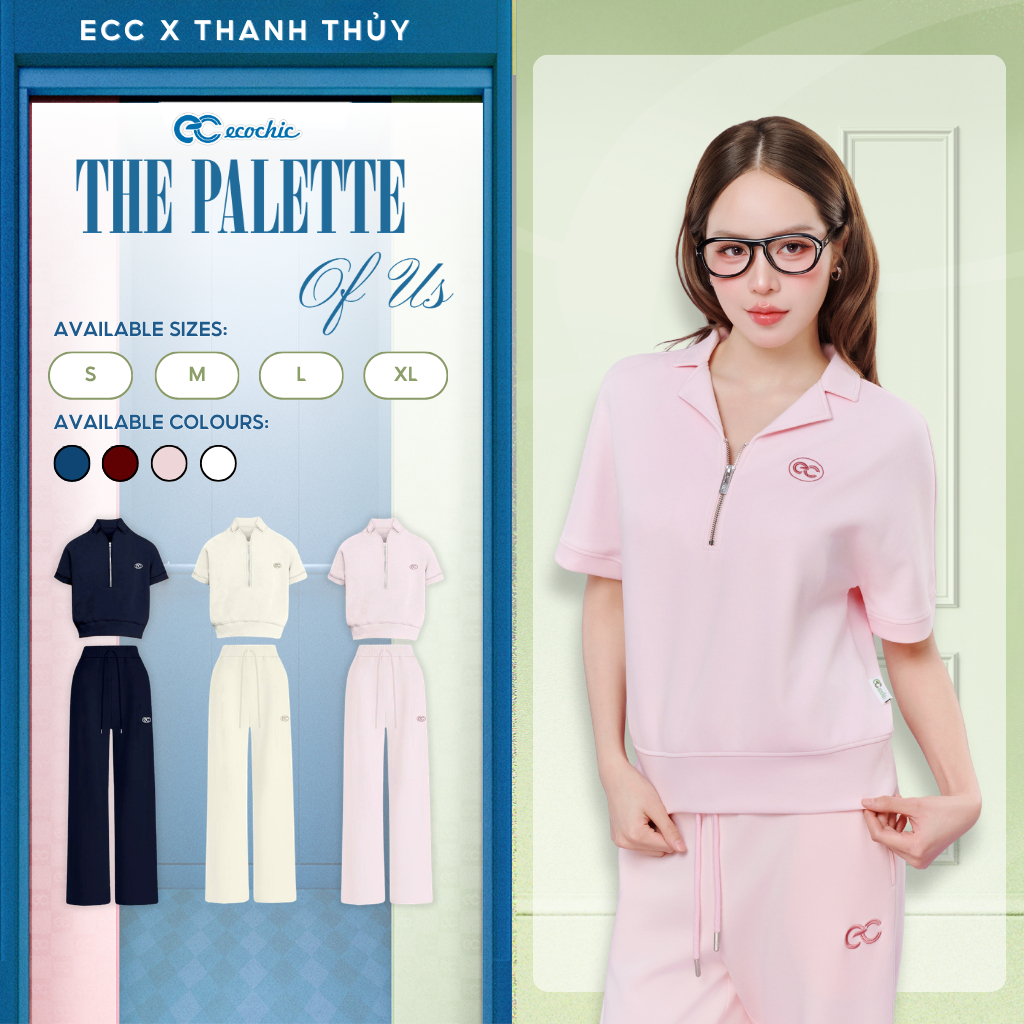 (ECC x Hương Giang) Set Bộ Vải Tencel ECOCHIC B222 Cổ Khóa Haflzip Quần Ống Suông Cao Cấp Chính Hãng