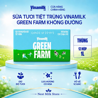 Sữa Tươi Tiệt Trùng Vinamilk Green Farm Không Đường 1 Lít - Thùng 12 Hộp