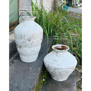 Bộ Bình Hoa Bát Tràng Dáng Phệ Sần Và Mai Bình, Cắm Cành + Hoa Tươi