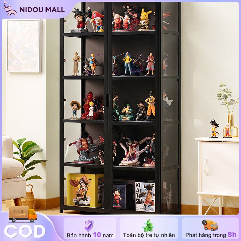 tủ trưng bày mô hình chống bụi tre tự nhiên nội thất phòng khách Chịu Lực Tốt Sang trọng 2Cánh Kính