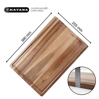 Thớt gỗ Acacia ghép ngang cao cấp KATANA loại dày 2cm nhiều size - Thớt gỗ tràm hình chữ nhật KAT