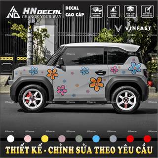 Tem dán xe VF3 - Decal dán xe vf3 mẫu hoa  . 1 bộ dán 2 bên ( mẫu vf3 - 189 )