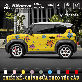 Tem dán xe VF3 - Decal dán xe vf3 mẫu hoa  . 1 bộ dán 2 bên ( mẫu vf3 - 189 )