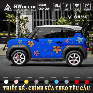 Tem dán xe VF3 - Decal dán xe vf3 mẫu hoa  . 1 bộ dán 2 bên ( mẫu vf3 - 189 )