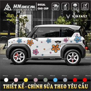 Tem dán xe VF3 - Decal dán xe vf3 mẫu hoa  . 1 bộ dán 2 bên ( mẫu vf3 - 189 )
