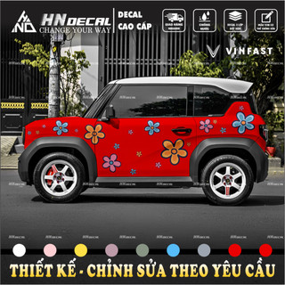 Tem dán xe VF3 - Decal dán xe vf3 mẫu hoa  . 1 bộ dán 2 bên ( mẫu vf3 - 189 )