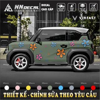 Tem dán xe VF3 - Decal dán xe vf3 mẫu hoa  . 1 bộ dán 2 bên ( mẫu vf3 - 189 )