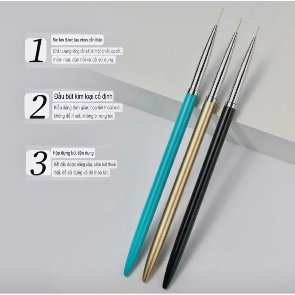 Bộ cọ 3 cây vẽ móng nhiều kích thước - set cọ 3 cây BEAUTY Artis