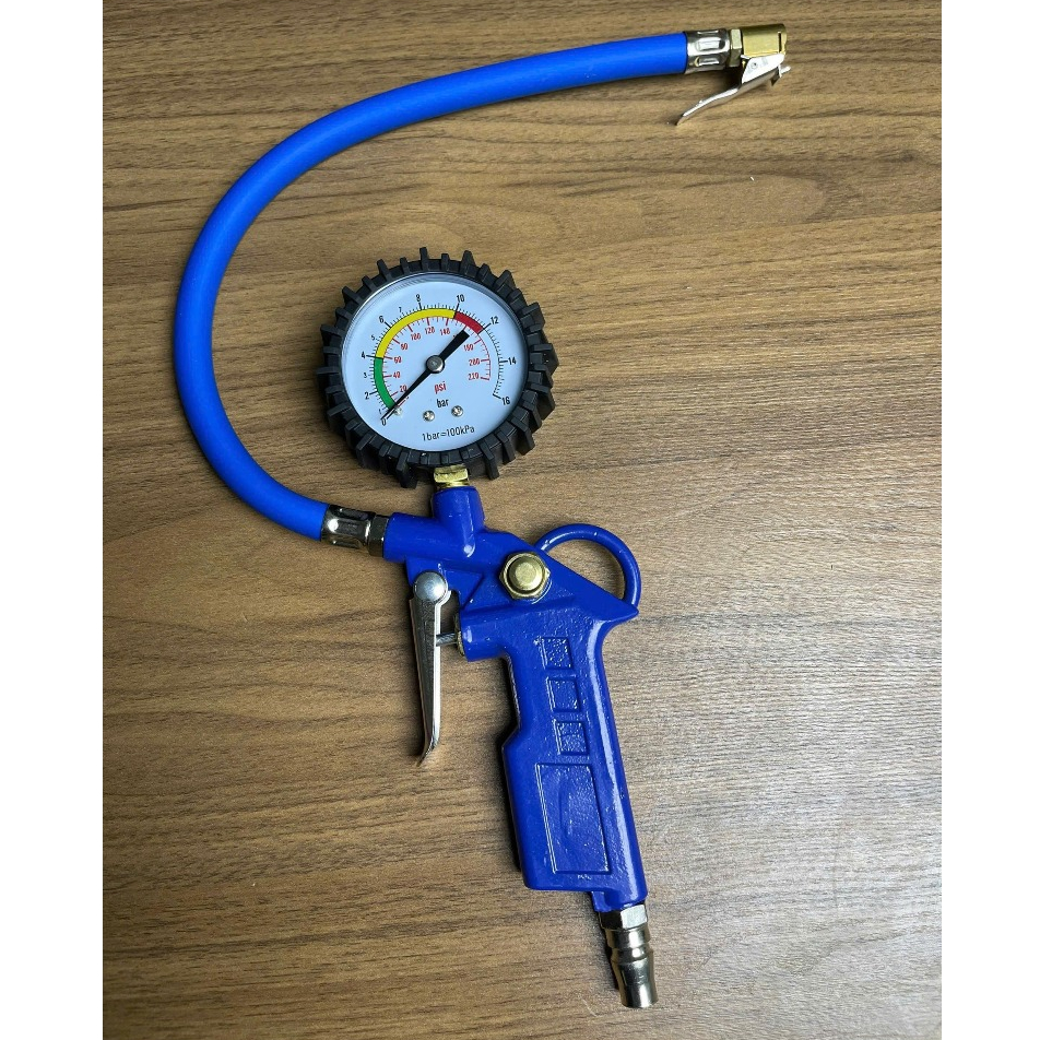 Vòi Xịt Khí Cầm Tay CQQ-01 Hoạt Động Bằng Khí Nén Vòi Bơm Lốp Xe Máy Ôtô Có Đồng Hồ Đo Áp Khoa Kim