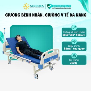 Giường bệnh nhân, giường y tế đa năng cho người bệnh nâng hạ lưng và chân kèm bàn ăn, truyền dịch